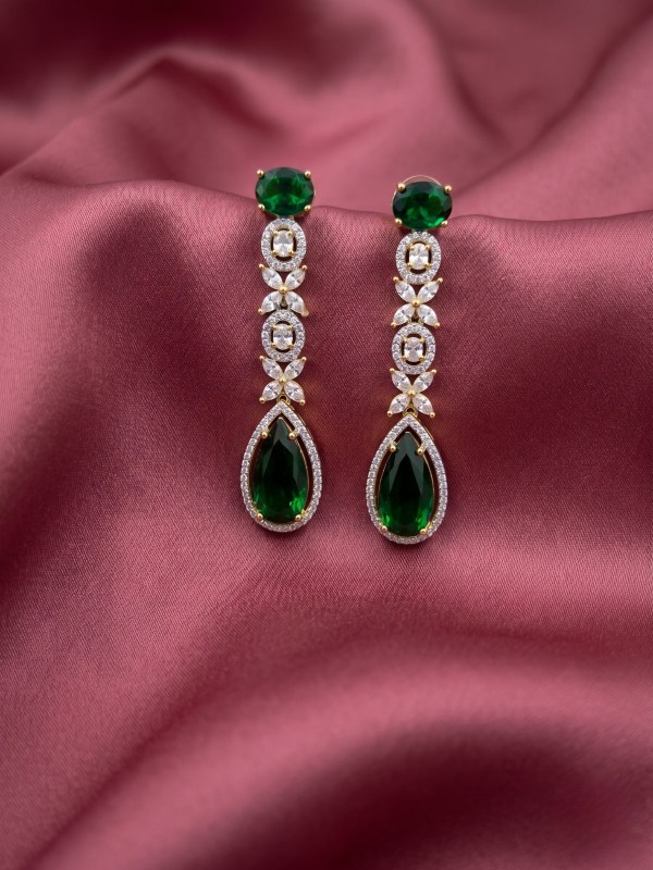 Elegant Green Pear-Drop Dangle Earrings