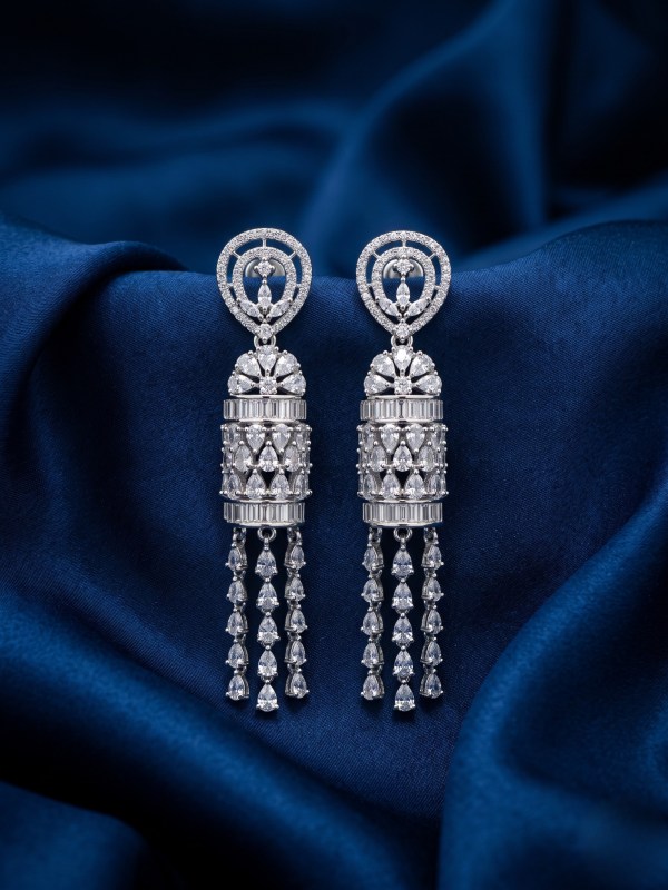 Radiant Crystal Tassel Drop Earrings