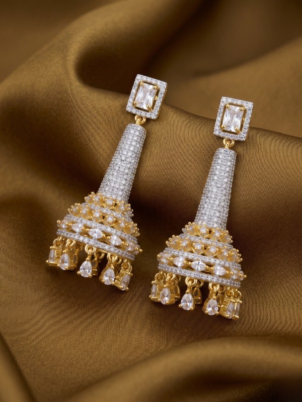 Gold and Diamond Statement Jhumka Earrings