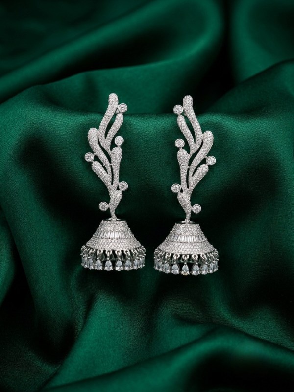 Intricate Floral Stem Jhumka Earrings