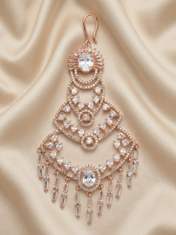 Rose Gold Plated American Diamond Studded Chandelier Passa