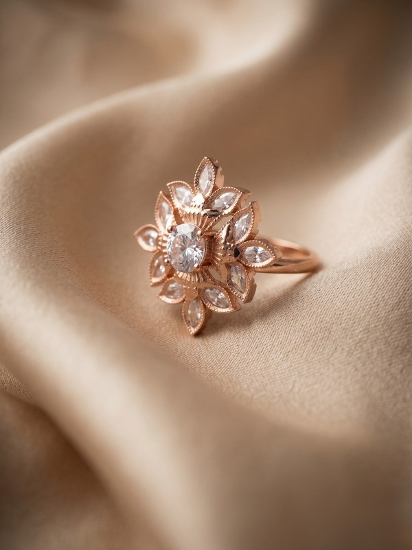 Petal-Inspired Rose Gold Adjustable Statement Ring